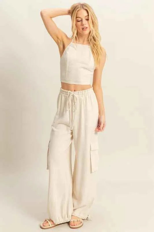 Crop Top and Cargo Pants Set