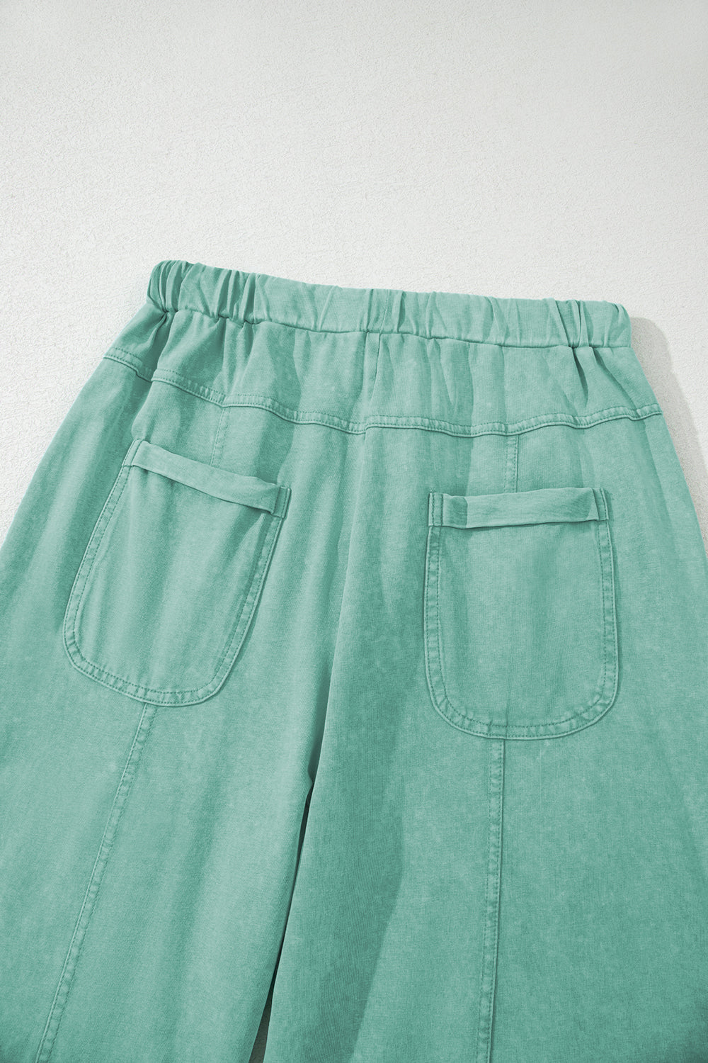 Mint Green Mineral Wash Exposed Seam Drawstring Elastic Waistband Wide Leg Cargo Pants Dear-Lover Dropshipping