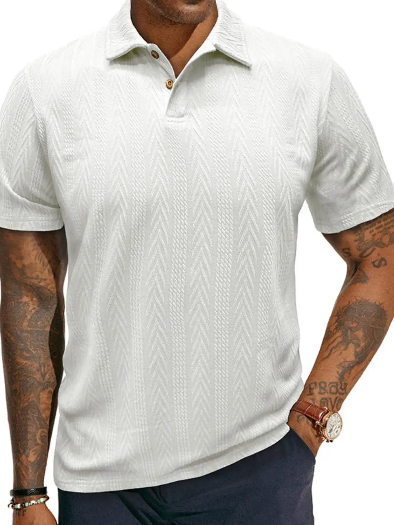 Men's Classic Chevron Textured Polo Shirt.
