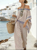 One-shoulder Top And High-waisted Wide-leg Pants Set