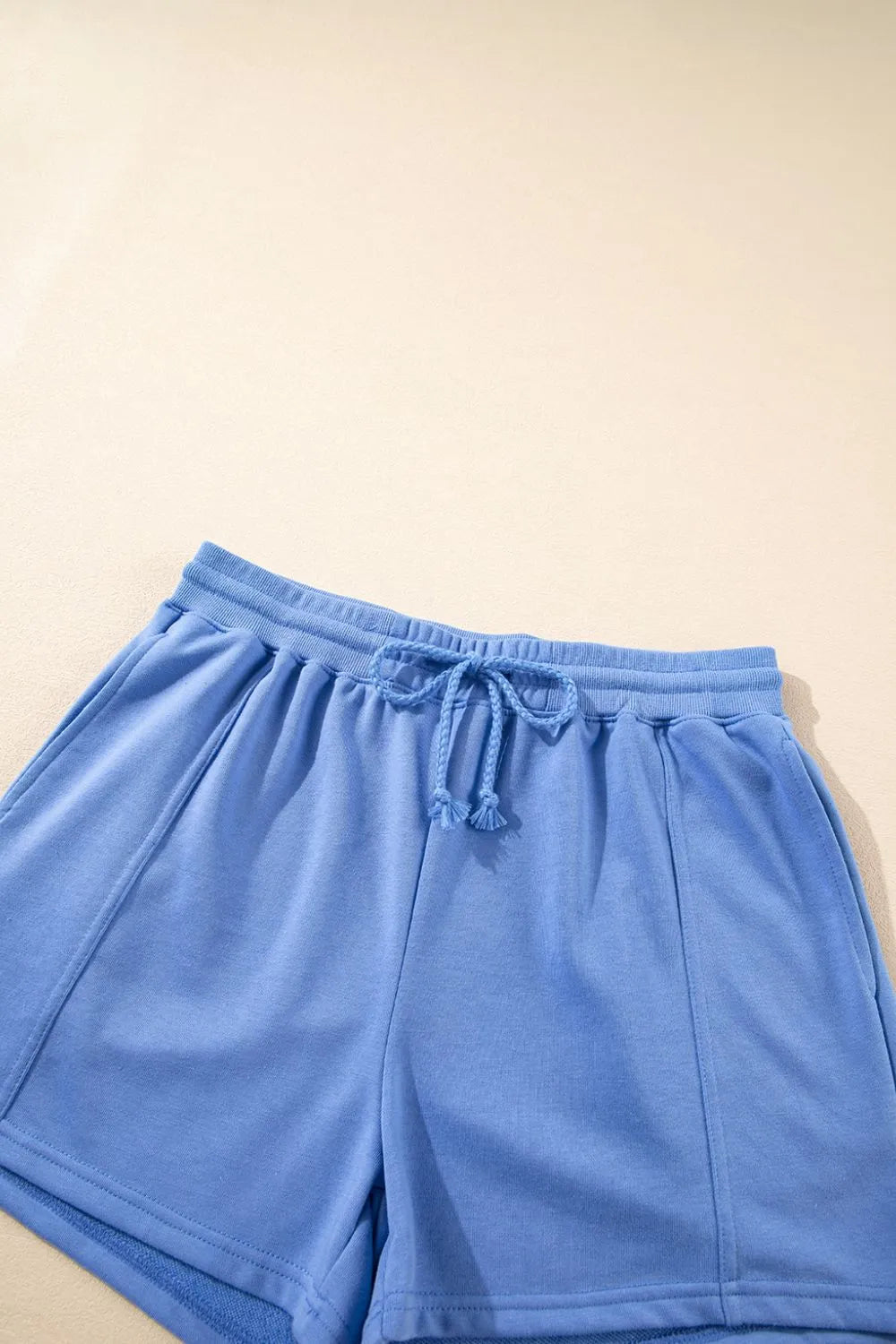 Drawstring Zipped Short Sleeve Hoodie and Shorts Set.