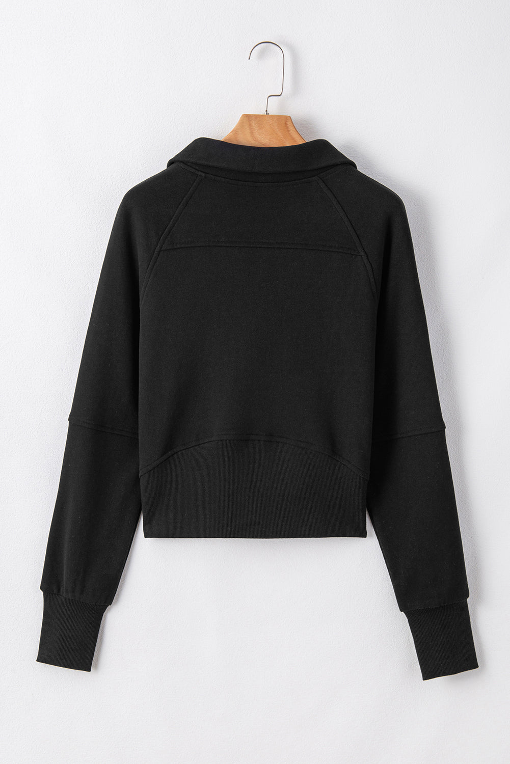 Black Fleece Lined Zip Up Stand Collar Thumbhole Sleeve Sweatshirt Dear-Lover Dropshipping