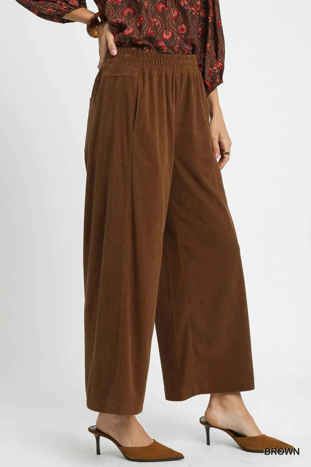 Umgee Wide-Leg Corduroy Pants