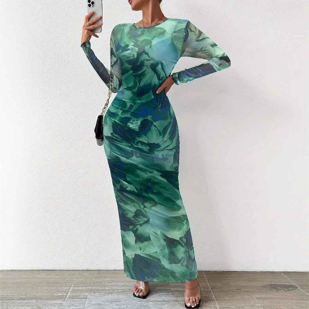 Long sleeved floral two-piece dress