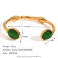 Oval Natural Stone Open Irregular Green Agate Pink Crystal Bracelet 18K Gold Plated 316L Stainless Steel Bracelets for Women eprolo