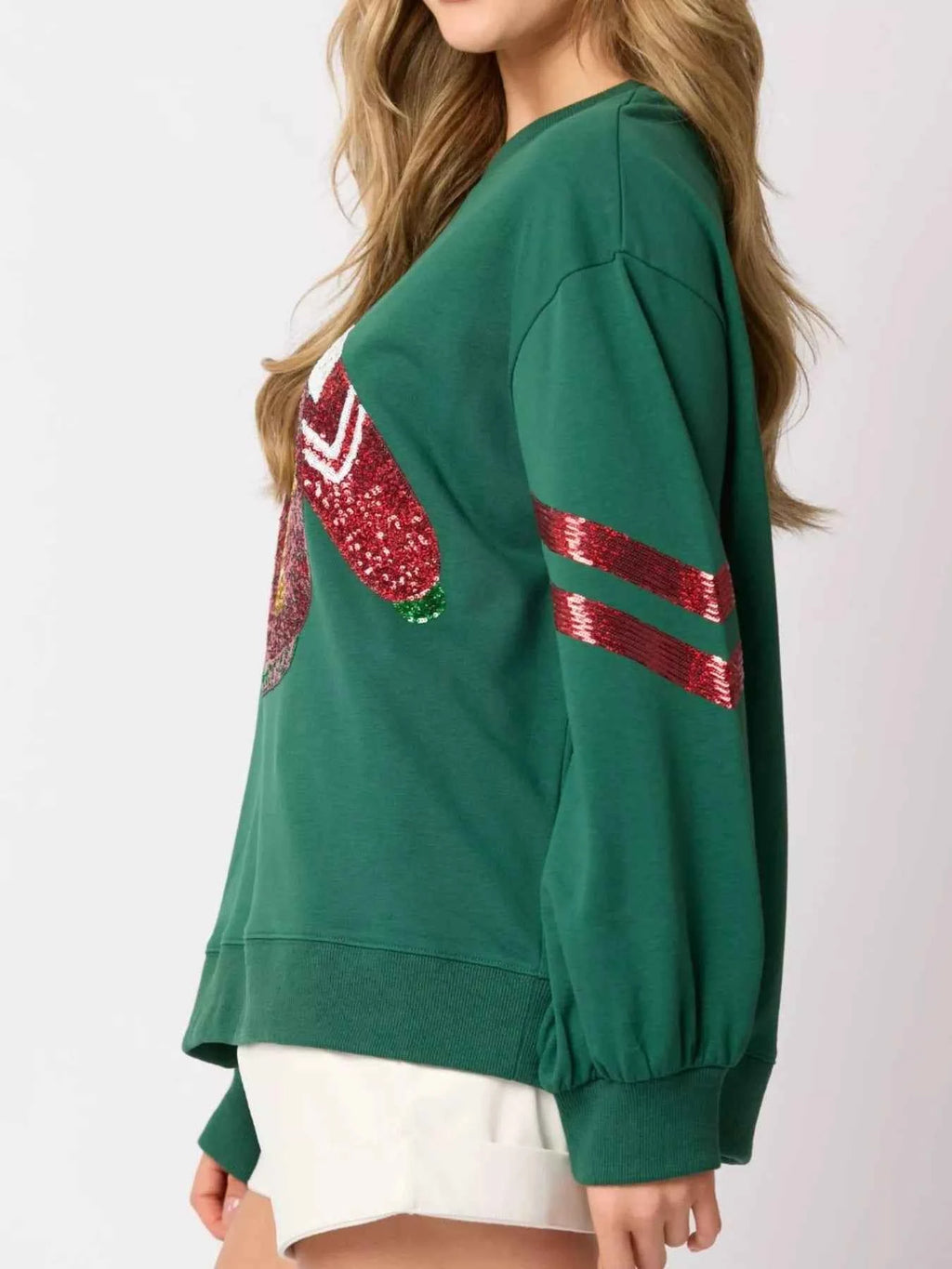 Christmas Sequin Santa Hat Holiday Sweatshirt