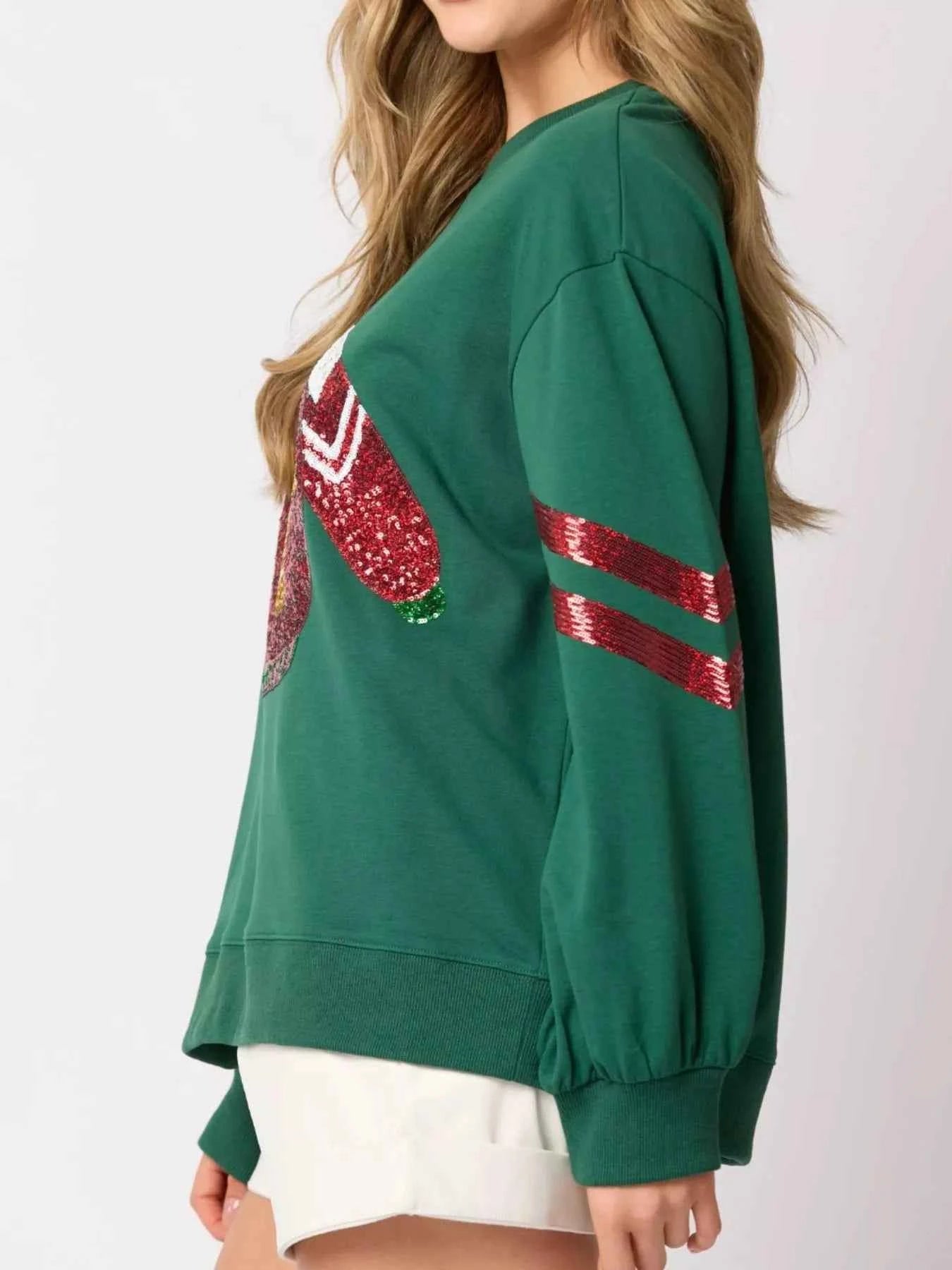 Christmas Sequin Santa Hat Holiday Sweatshirt