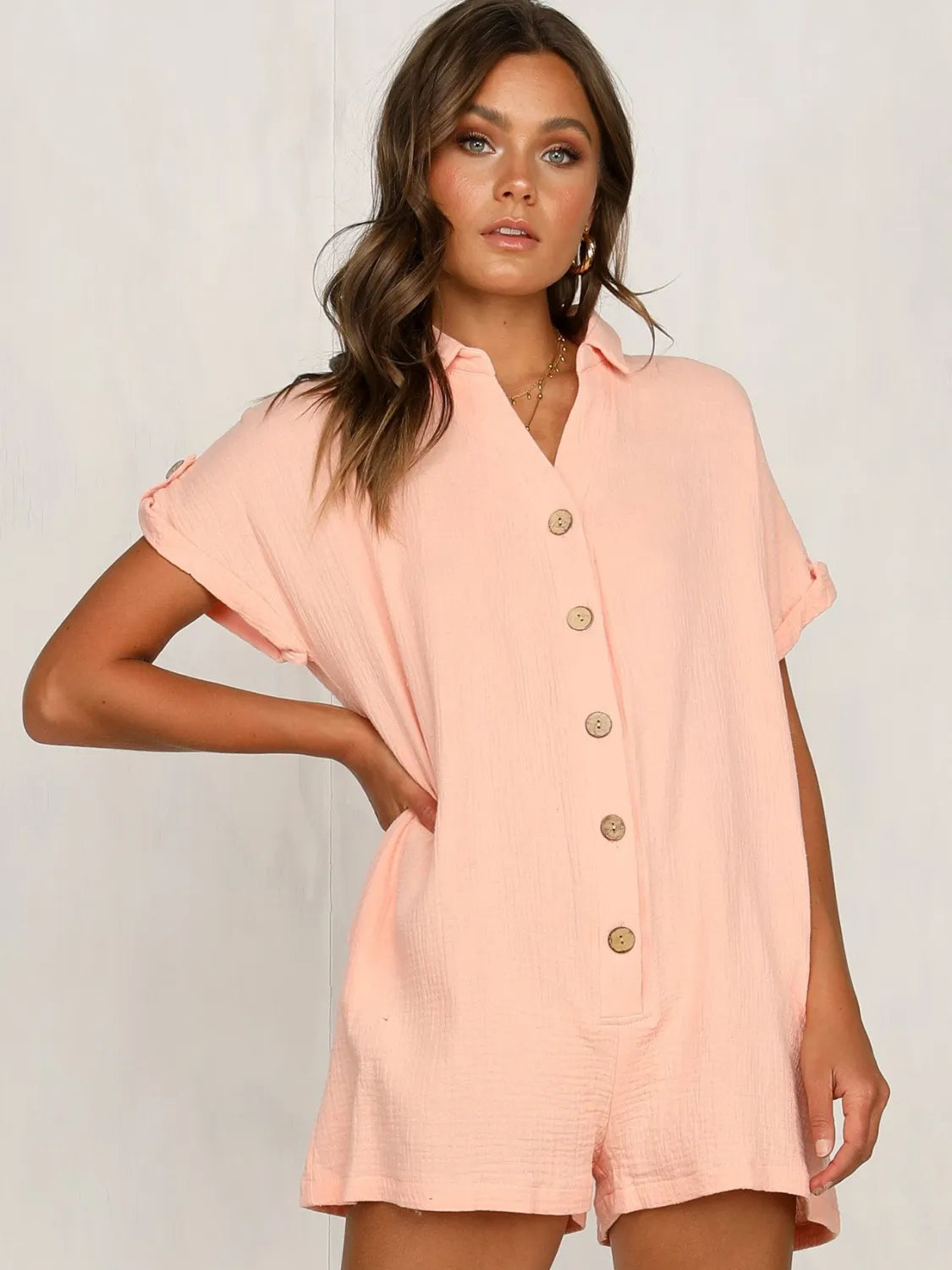 Front Short Sleeve Romper.