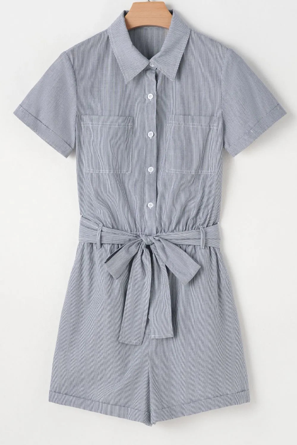 Tie Waist Romper with pockets.