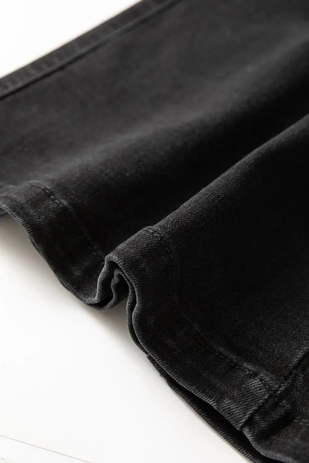 Button Fly Side Split Denim Midi Skirt.