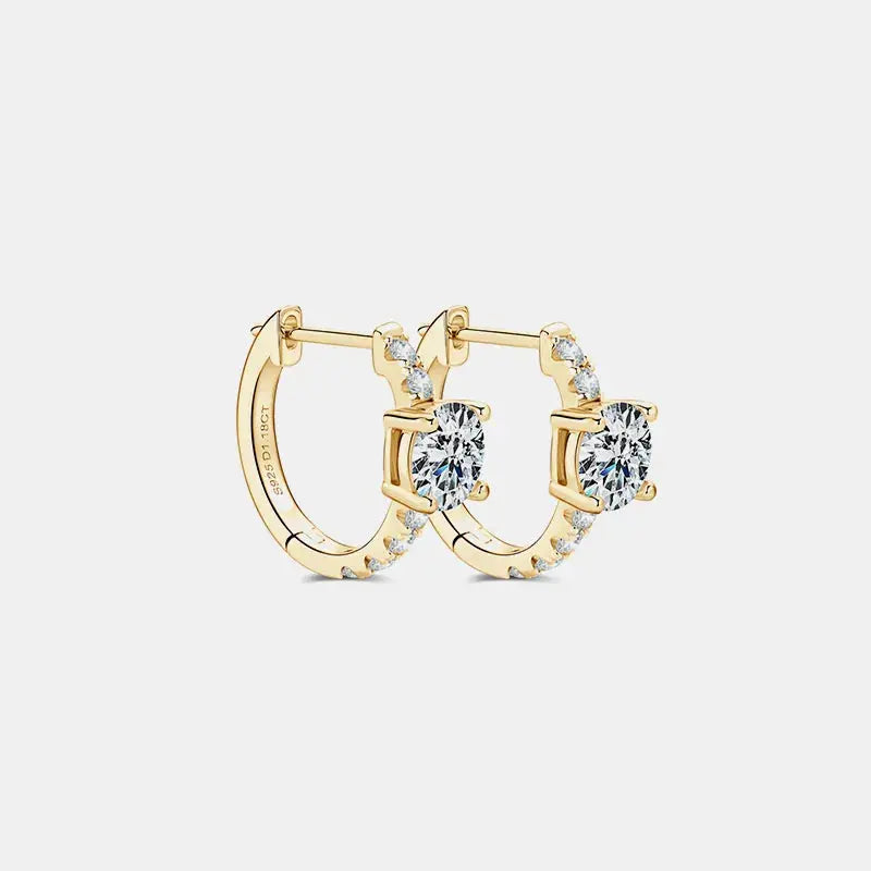 2.36 Carat Moissanite Zircon 925 Sterling Silver Hoop Earrings.