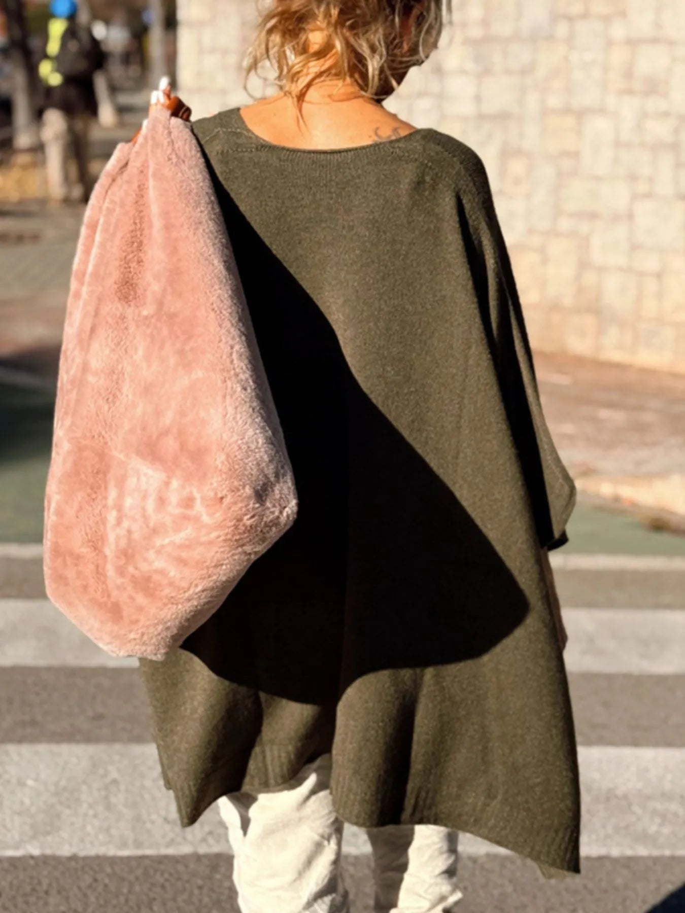 Ribbed Hem V-Neck Sweater.