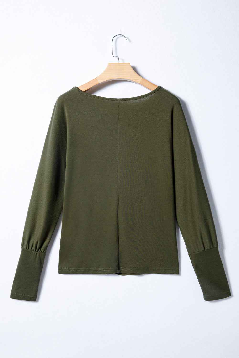 Four Leaf Clover Solid Color Extended Cuffs Long Sleeve Top