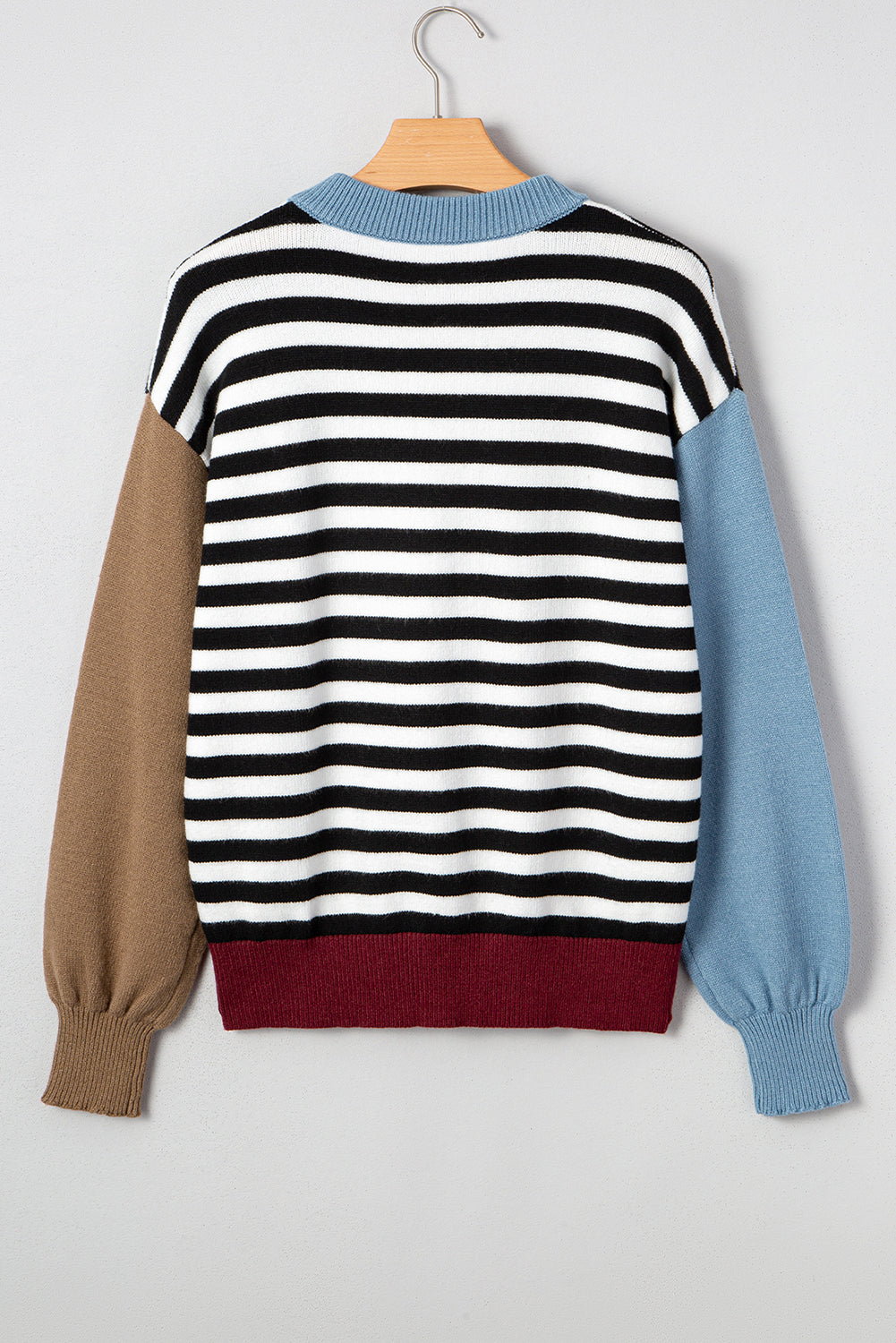 Color black Striped Panels Colorblock Sleeve Chic Sweater Dear-Lover Dropshipping