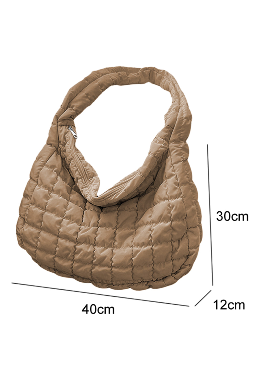 Light French Beige Quilted Zipper Large Shoulder Bag Dear-Lover Dropshipping