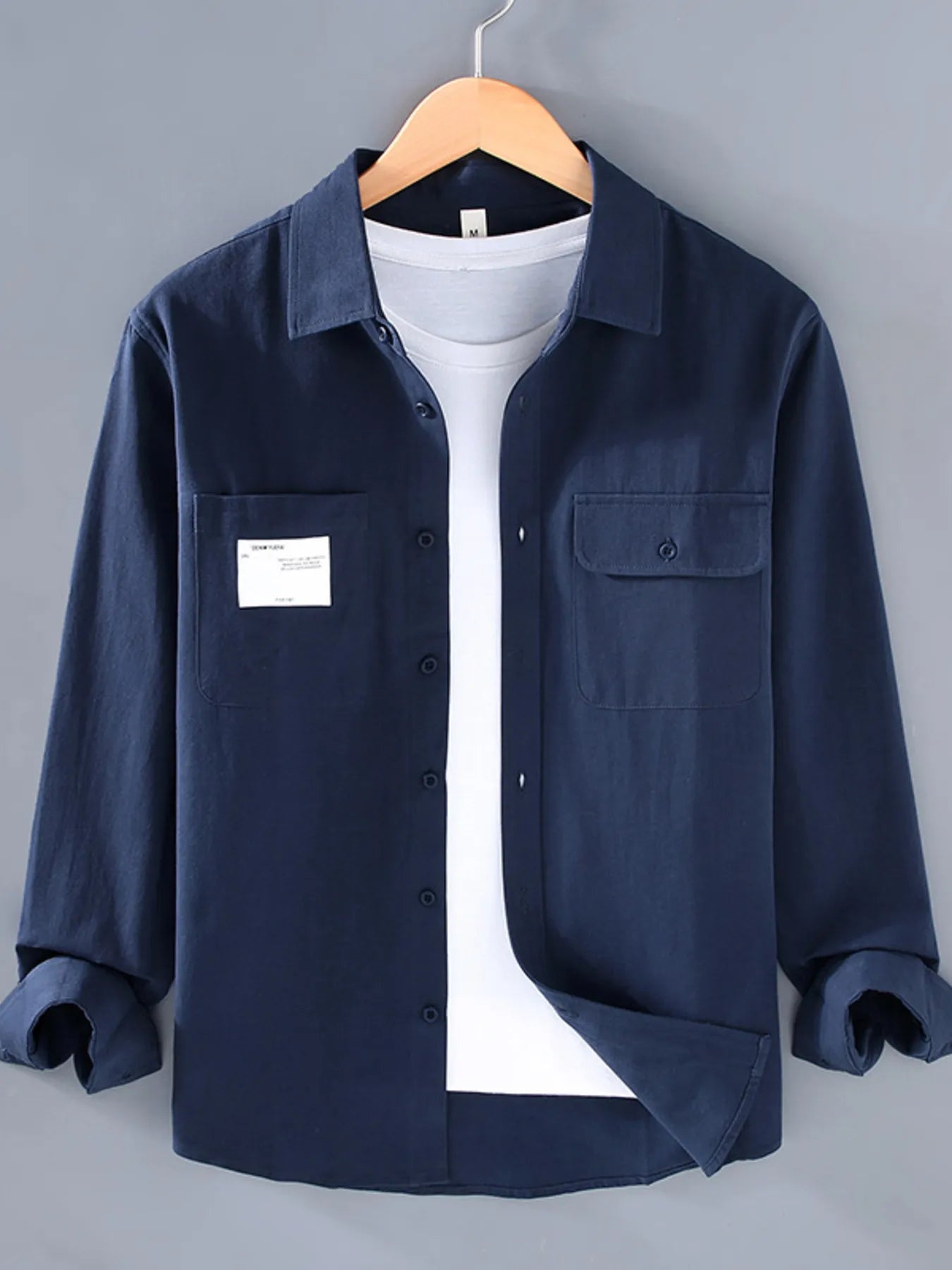 Men's Plus Size Button Up Long Sleeve Shirt.