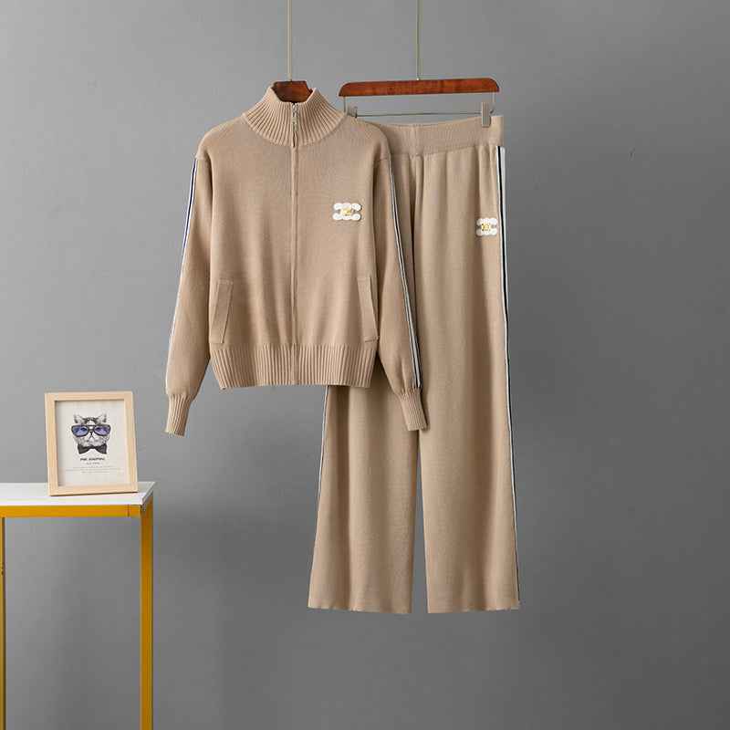 Sports suit women's zipper hoodie two-piece set