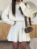 Turtleneck Dropped Shoulder Sweater and Skirt Set