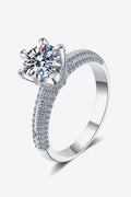 2 Carat Moissanite 925 Sterling Silver Side Stone Ring.