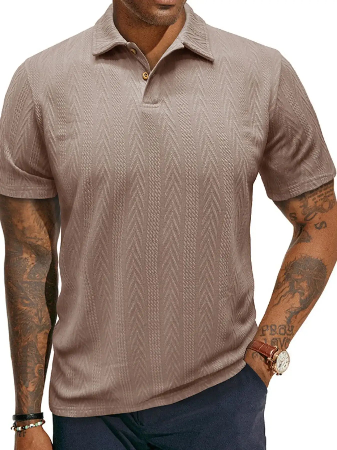 Men's Classic Chevron Textured Polo Shirt.