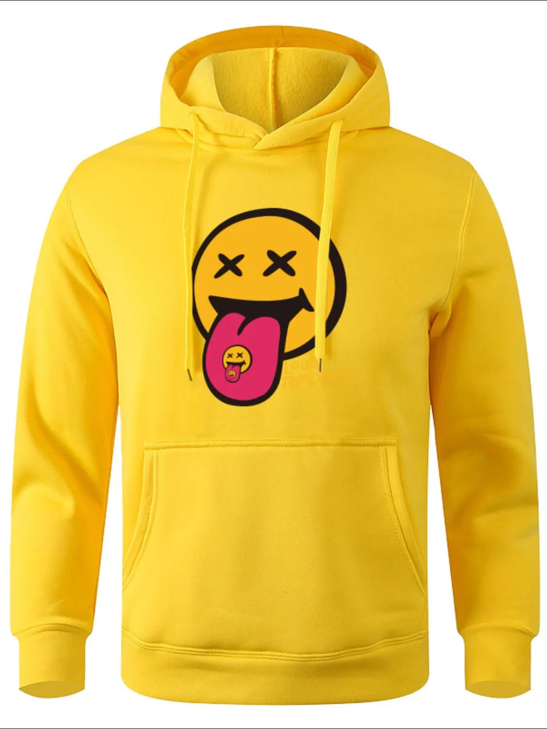 Men's Happy Face Graphic Long Sleeve Hoodie Plus Size.