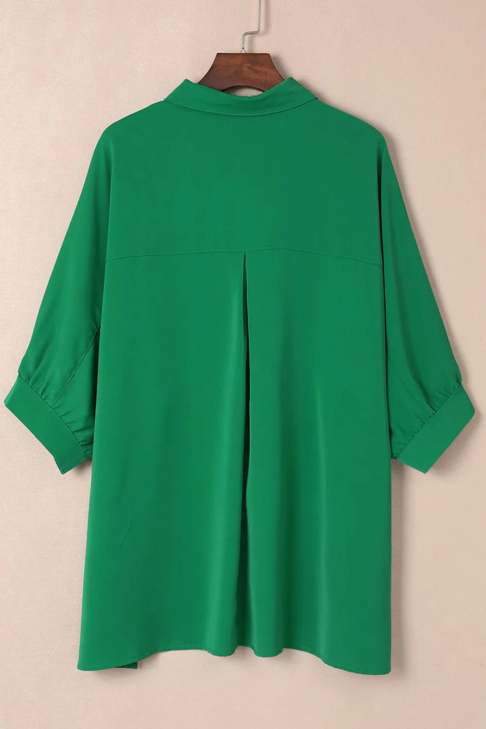 Collared Neck Three-Quarter Sleeve Shirt.