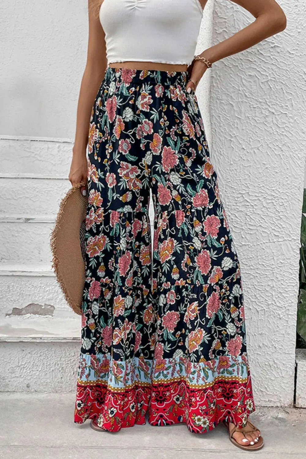 Perfee Floral High Waist Palazzo Pants.
