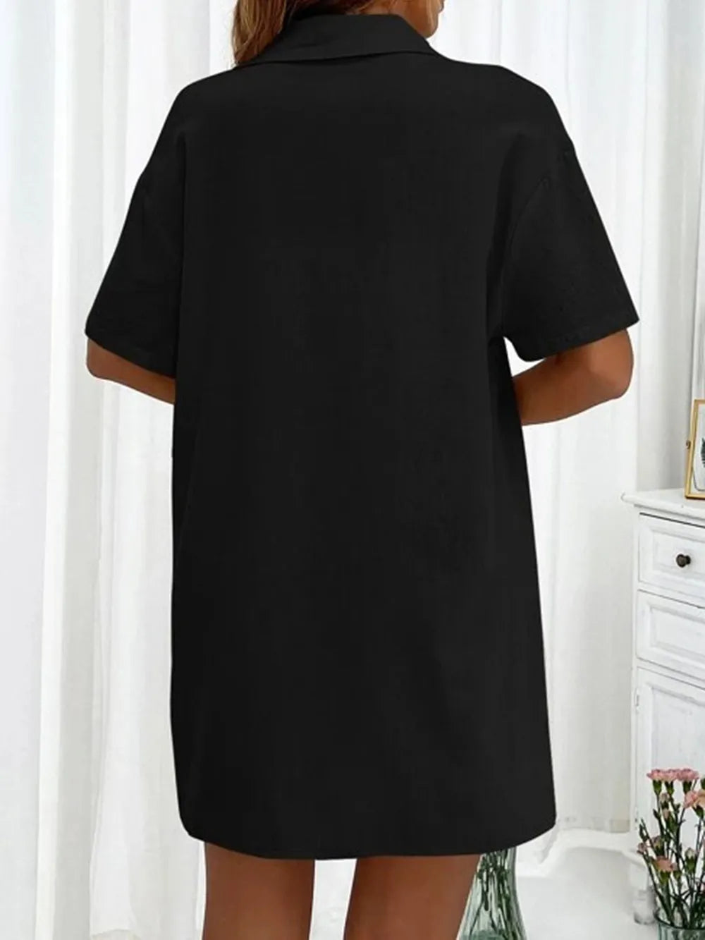 Button Up Shirt and Drawstring Shorts Set - CHIC TB