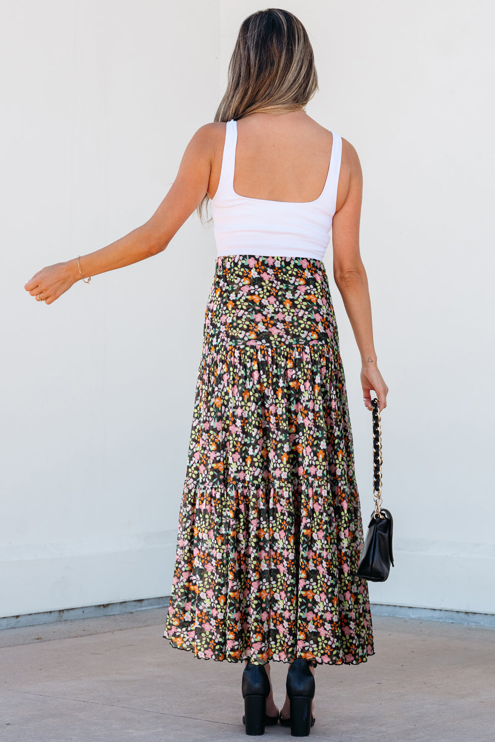 Brown Leopard Floral Reversible Ruffle Hem Maxi Skirt Dear-Lover Dropshipping