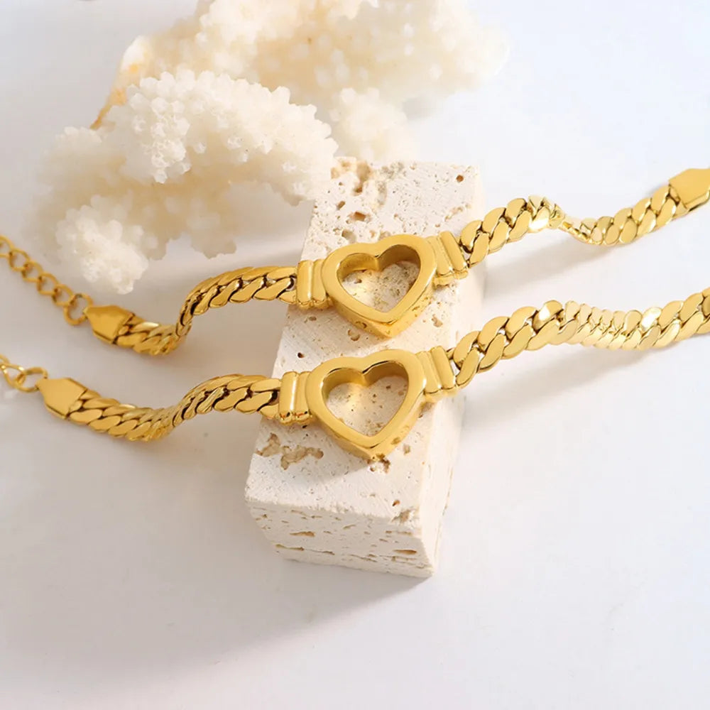 Titanium Steel Cutout Heart Bracelet.