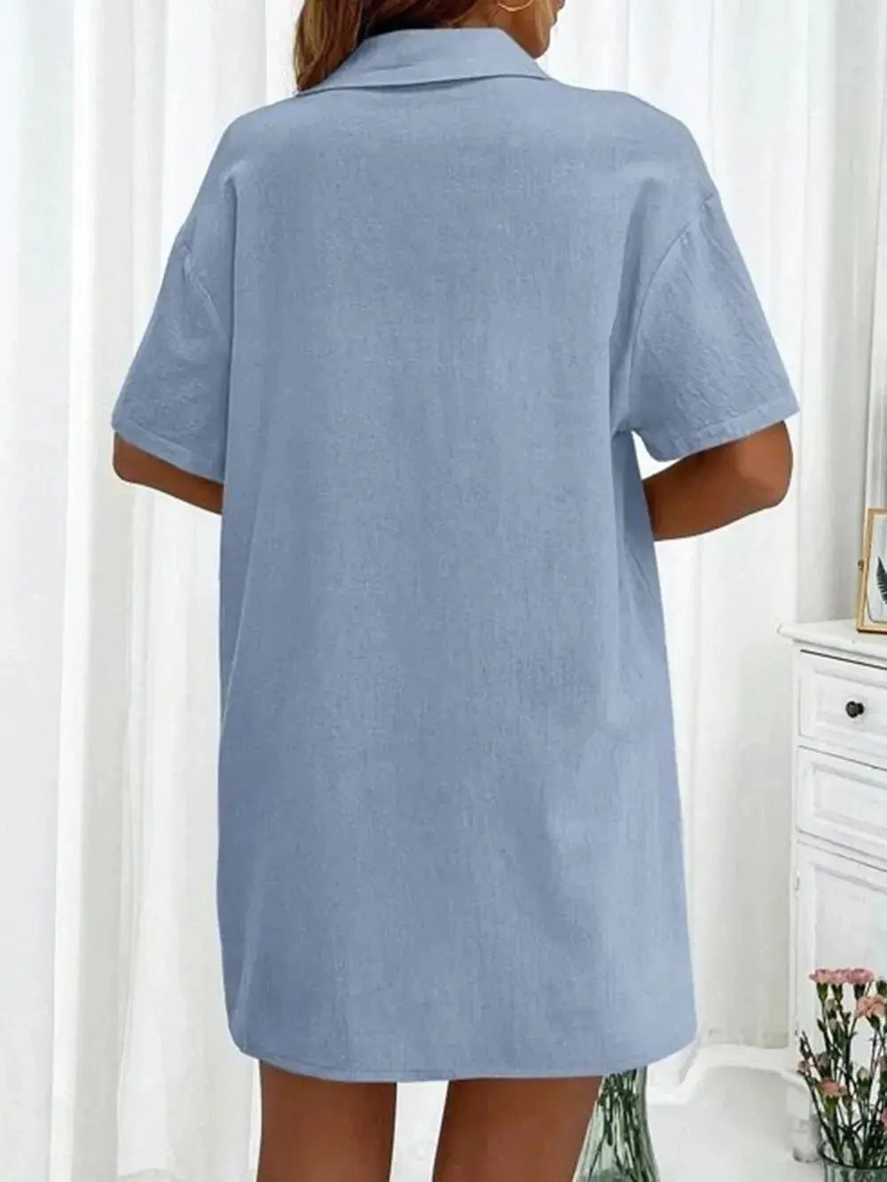 Button Up Shirt and Drawstring Shorts Set - CHIC TB