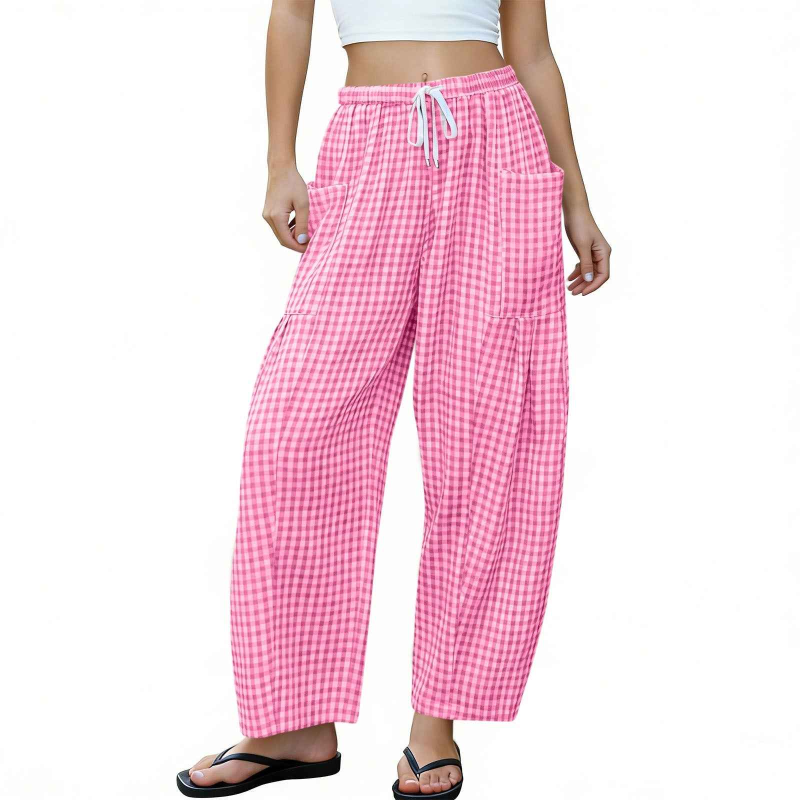 High-waisted Loose-fit Draping Figure-flattering Casual Floor-length Pants
