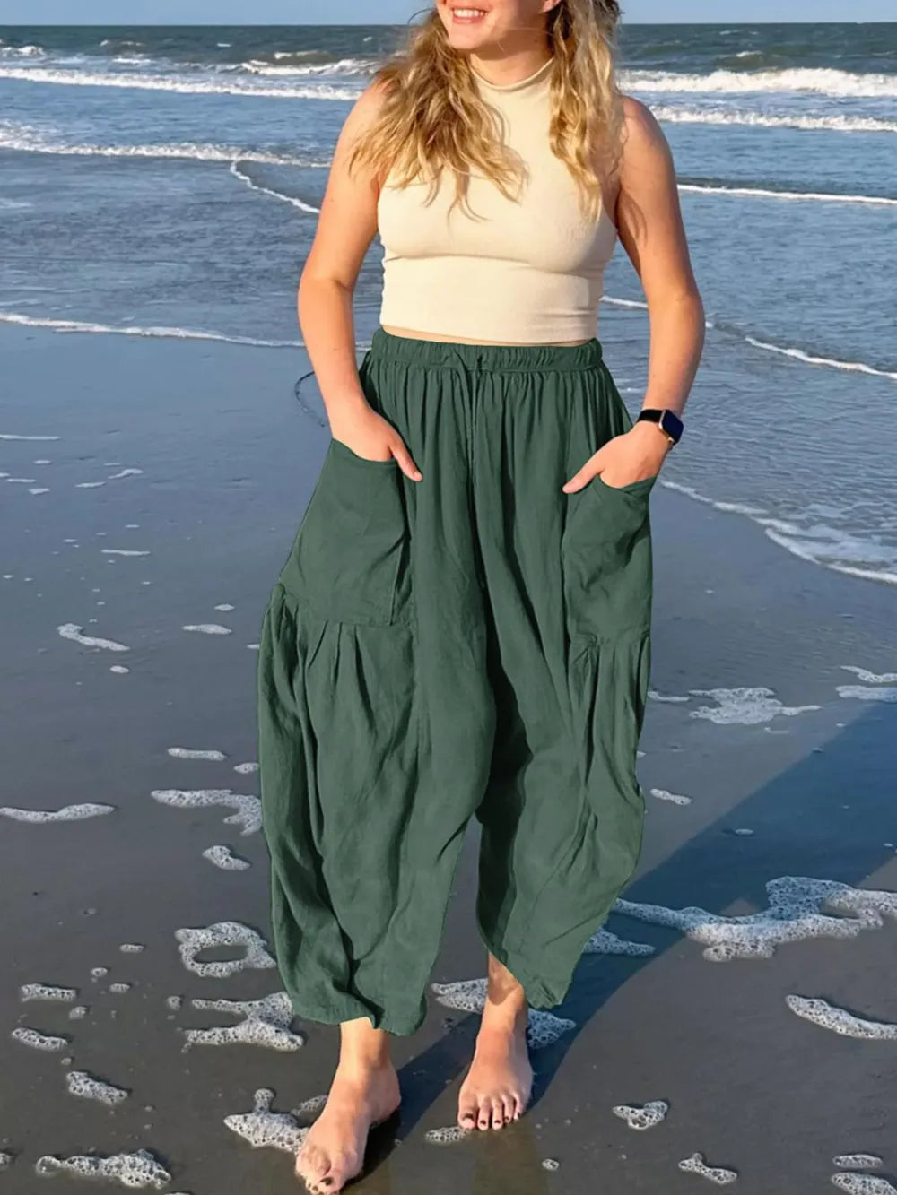 Full Size Drawstring Pants with Pockets Plus Size.