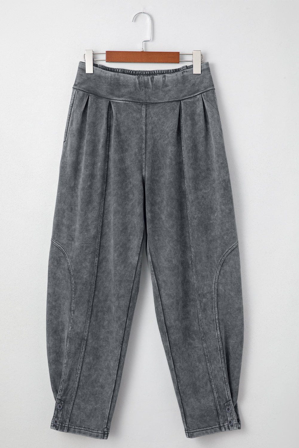 Medium Grey Mineral Wash Jogger Style High Waist Casual Pants Dear-Lover Dropshipping