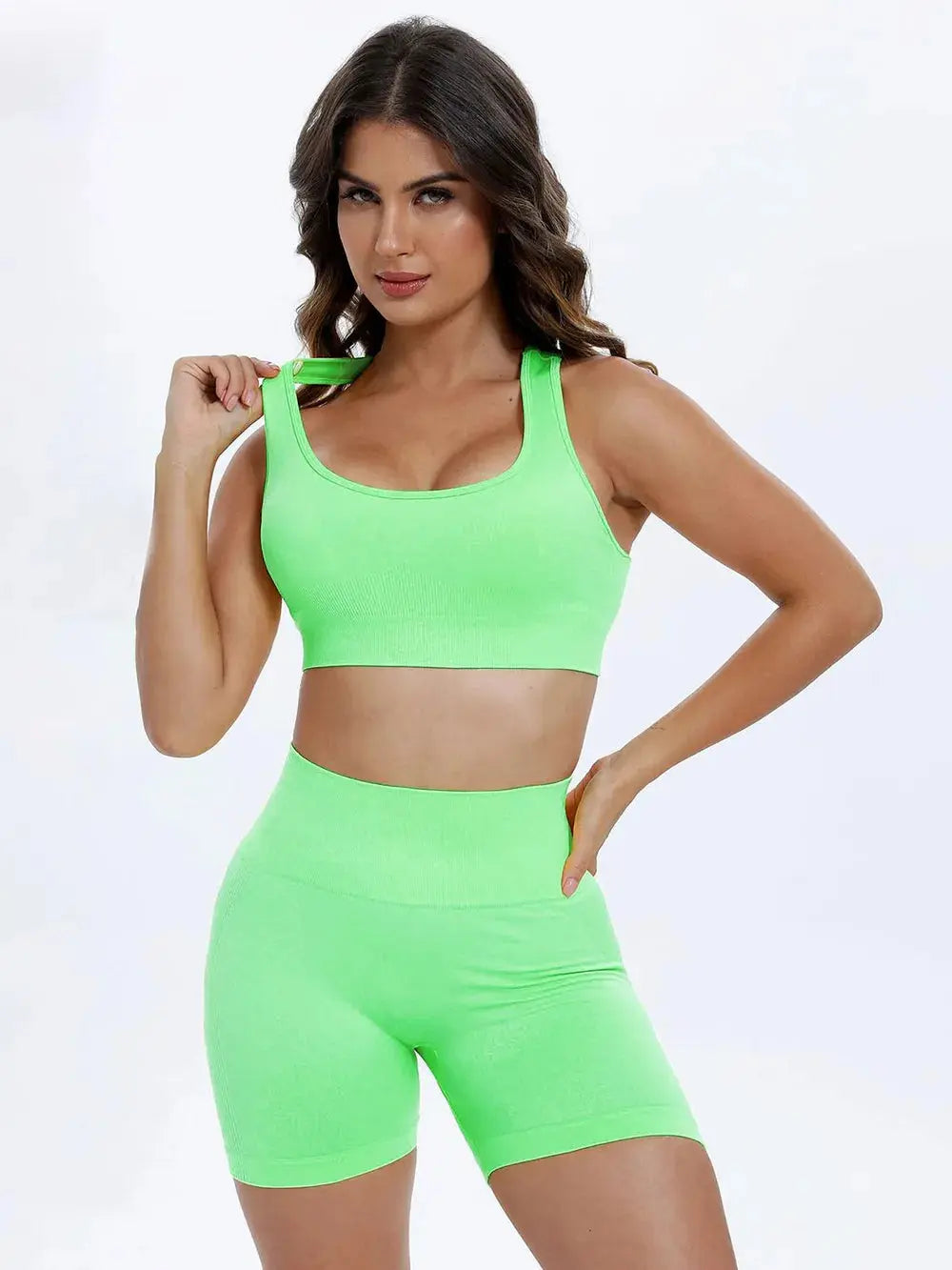 Scoop Neck Wide Strap Top and Shorts Active Set.