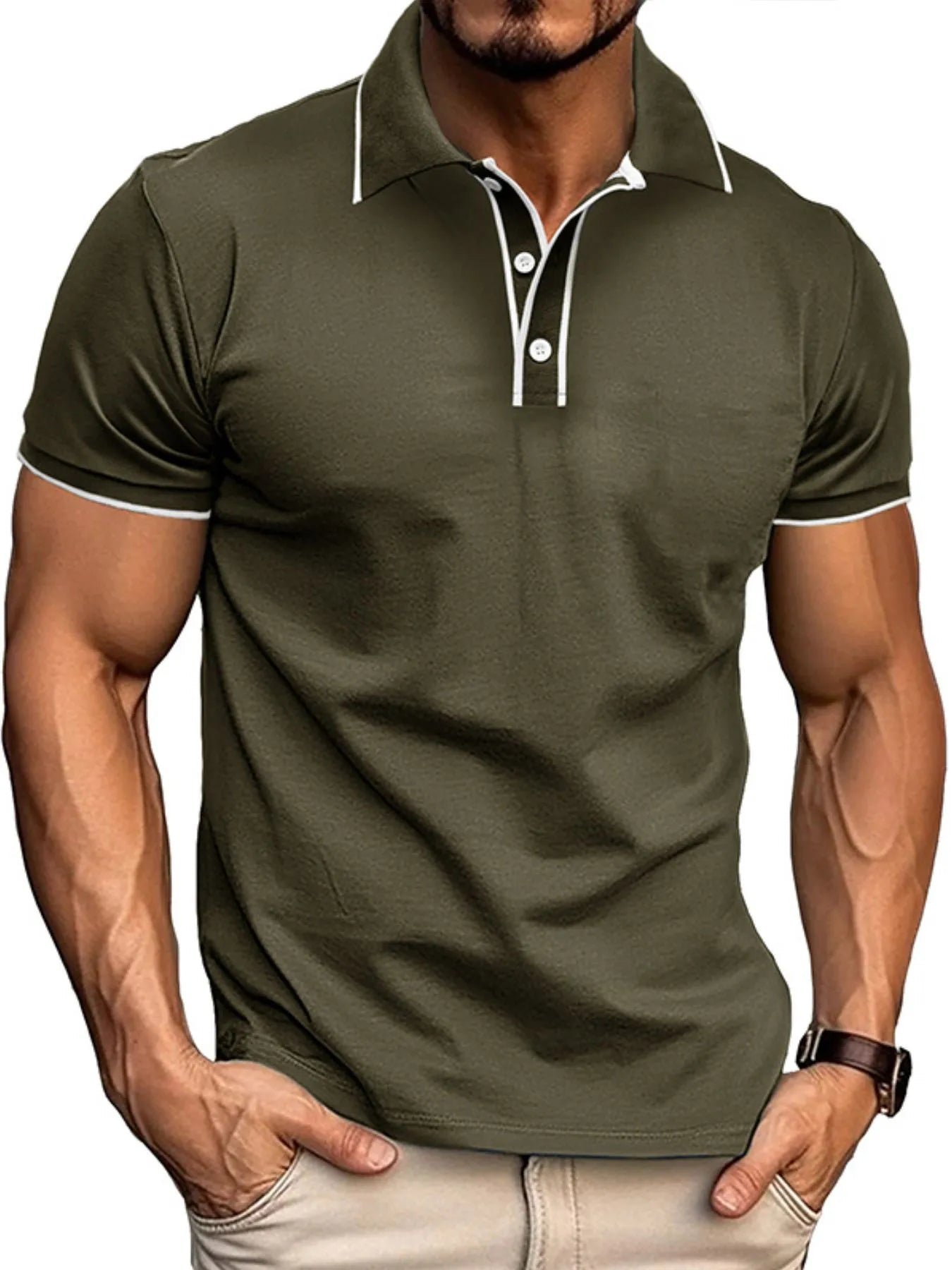 Men's Slim Fit Polo Shirt with Contrast Trim.