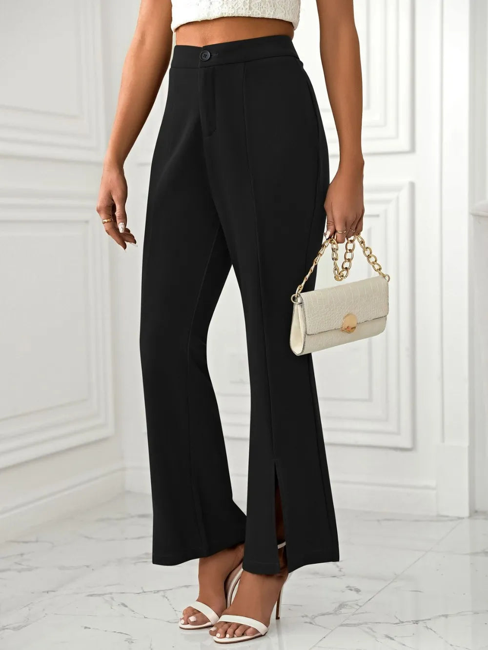 Slit Flare Pants with Pockets.
