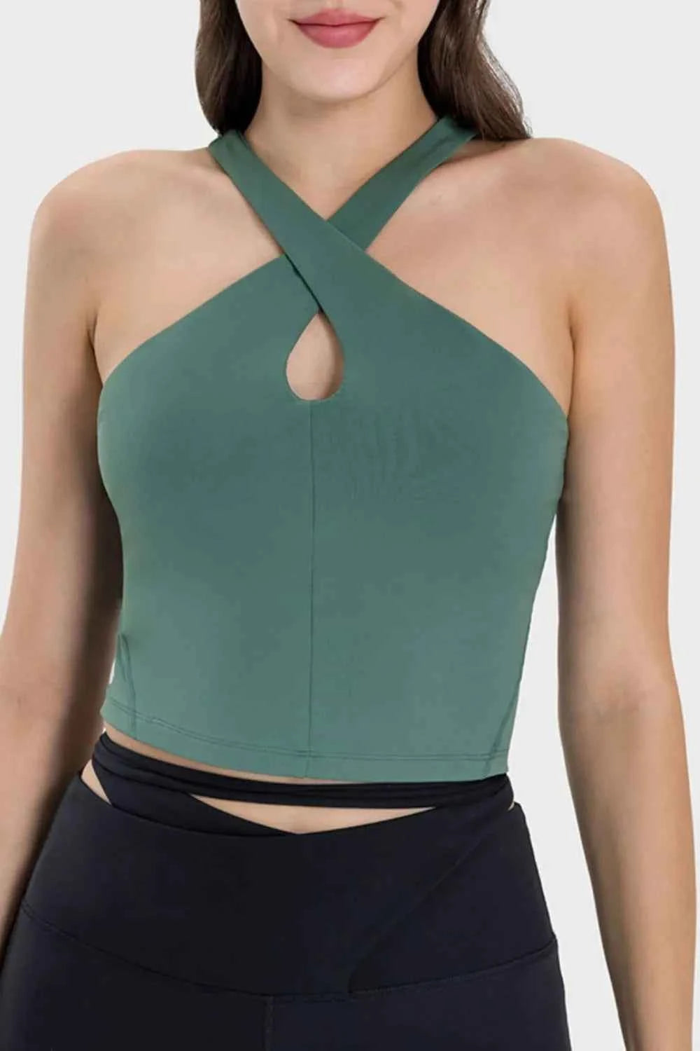Millennia Crisscross Grecian Neck Active Cami.