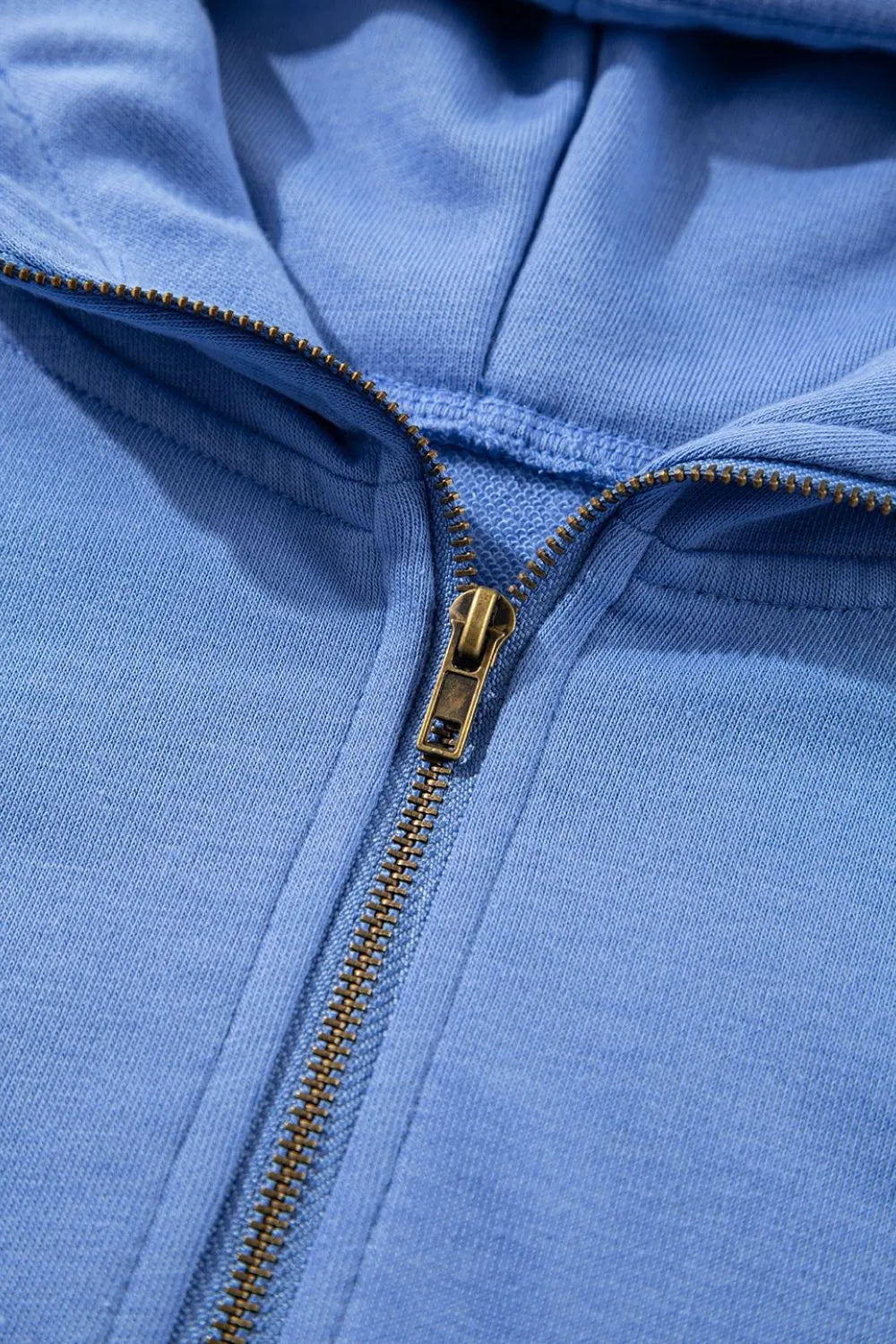 Drawstring Zipped Short Sleeve Hoodie and Shorts Set.