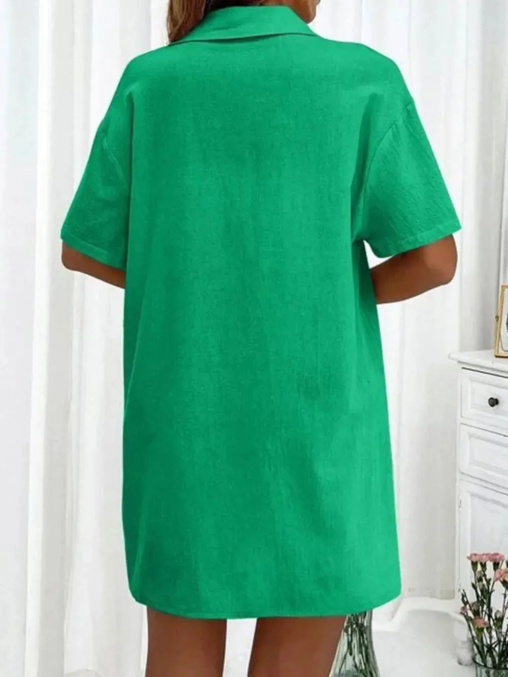 Button Up Shirt and Drawstring Shorts Set - CHIC TB