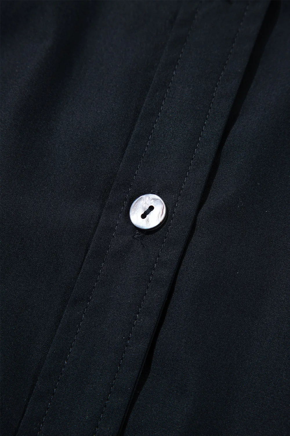 Button Up Tie Waist Puff Sleeve Mini Shirt Dress.