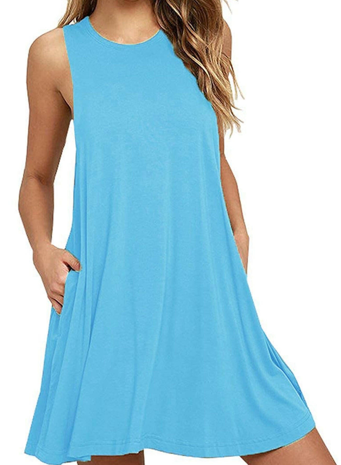 Sleeveless Dress with Pockets.