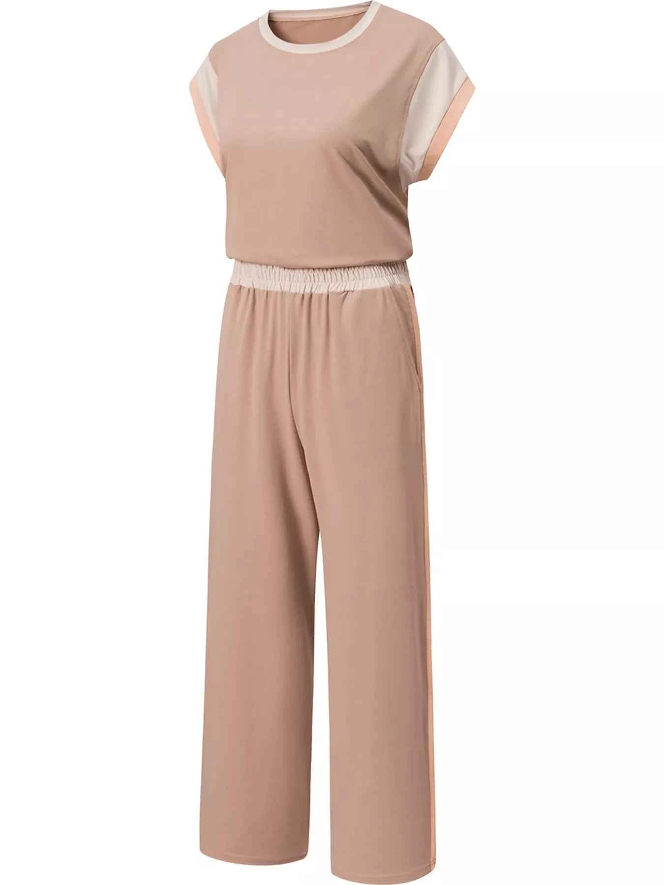 Color Block Detail Casual Two-piece Set