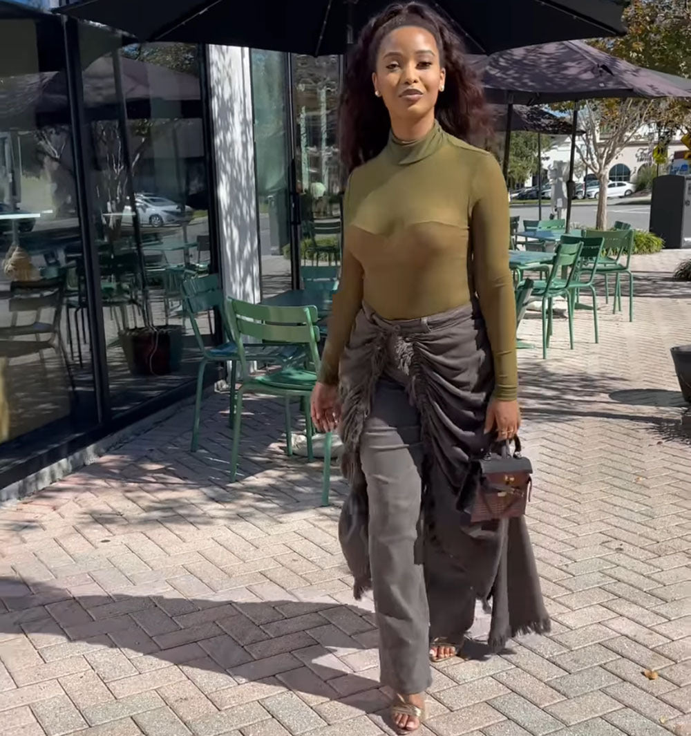High-Waist Jeans for Women, Fashionable and Unique Pleated Brushed Edge Straight Leg Pants eprolo