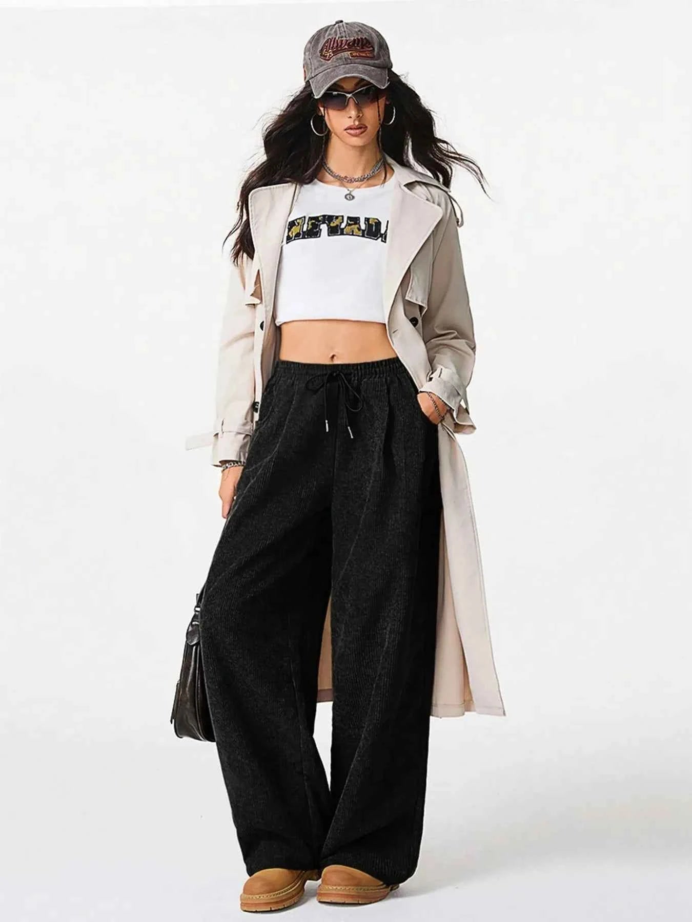 Wide Leg Drawstring Pants