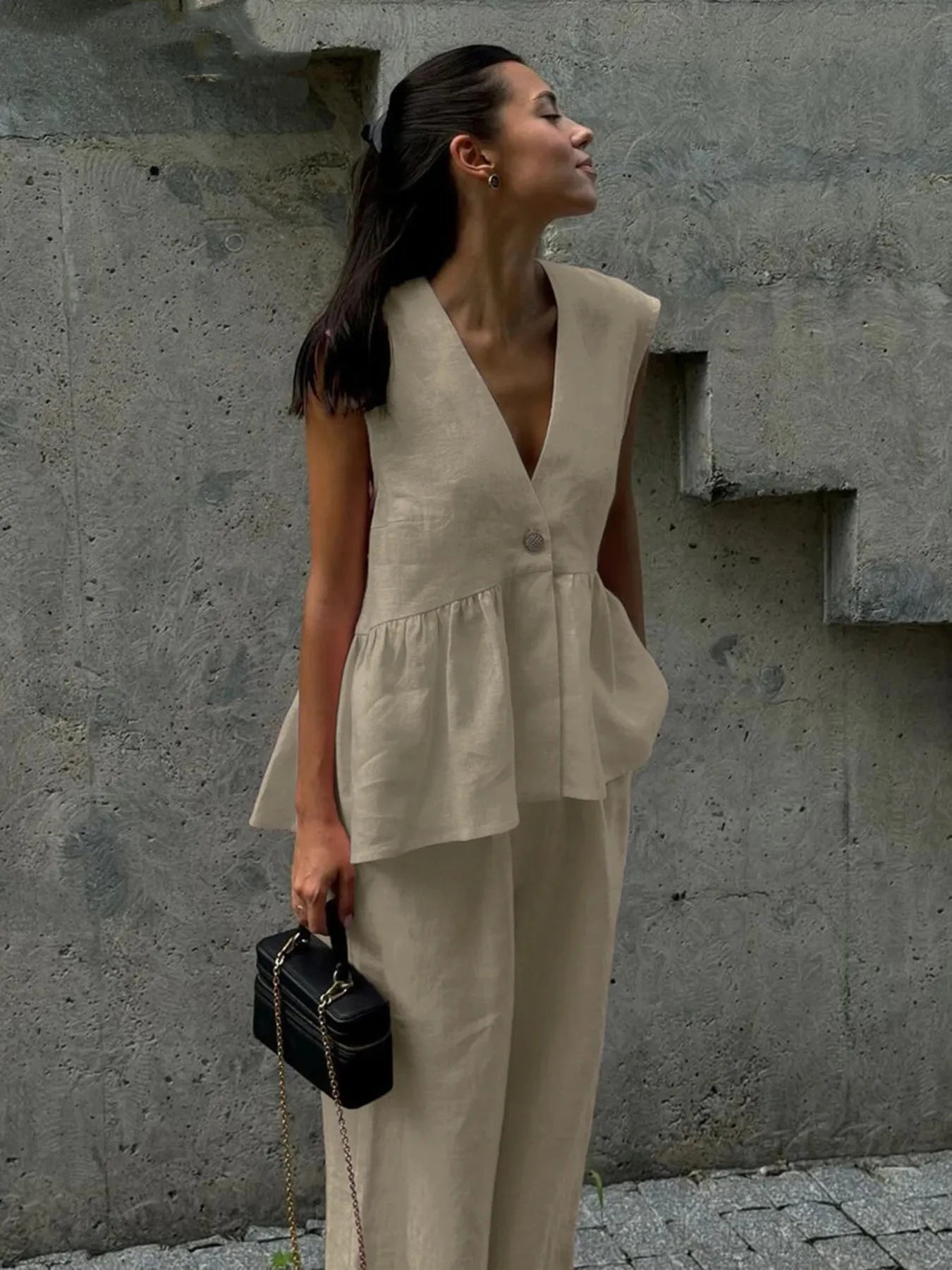 V-Neck Vest and Pants Set.