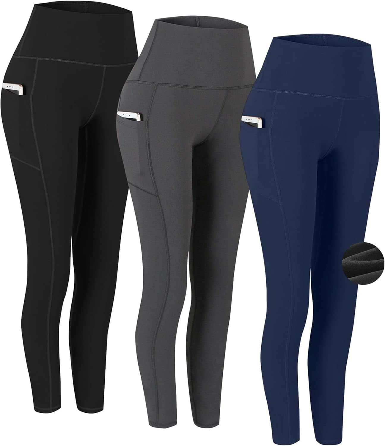 Fengbay 2 Pack High Waist Yoga Pants with Pockets, Tummy Control Workout Running Yoga Leggings for Women