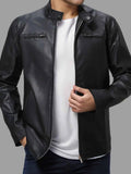 Men's Full Size Zip Up Leather Jacket Plus Size