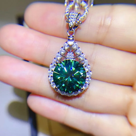 10 Carat Moissanite 925 Sterling Silver Teardrop Shape Necklace - CHIC TB