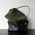 Luxury Genuine Leather Tote Bag for Women, Large Capacity, Top-Grain Cowhide, Handheld Shoulder Bag, HUG Style